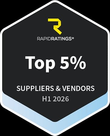 RapidRatings Platinum badge — Top 5% Suppliers and Vendors, H1 2026