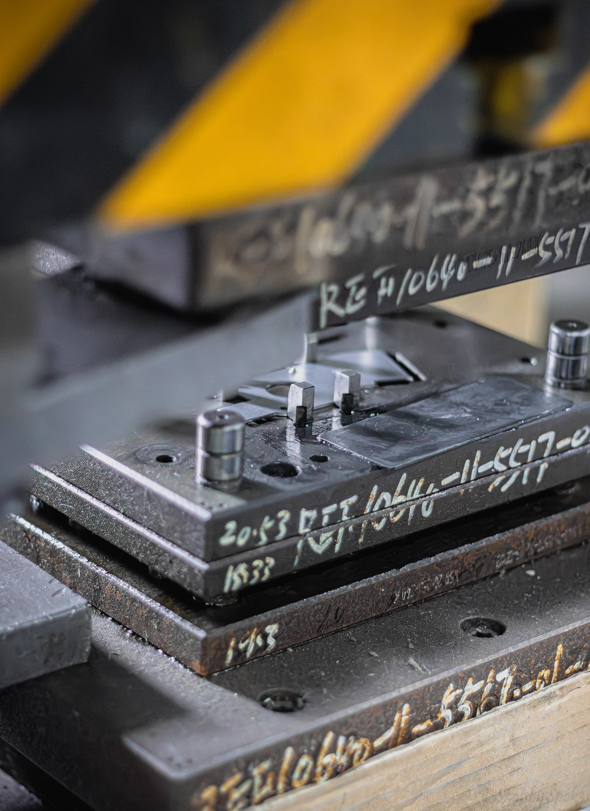 Stamping die in press with die springs
